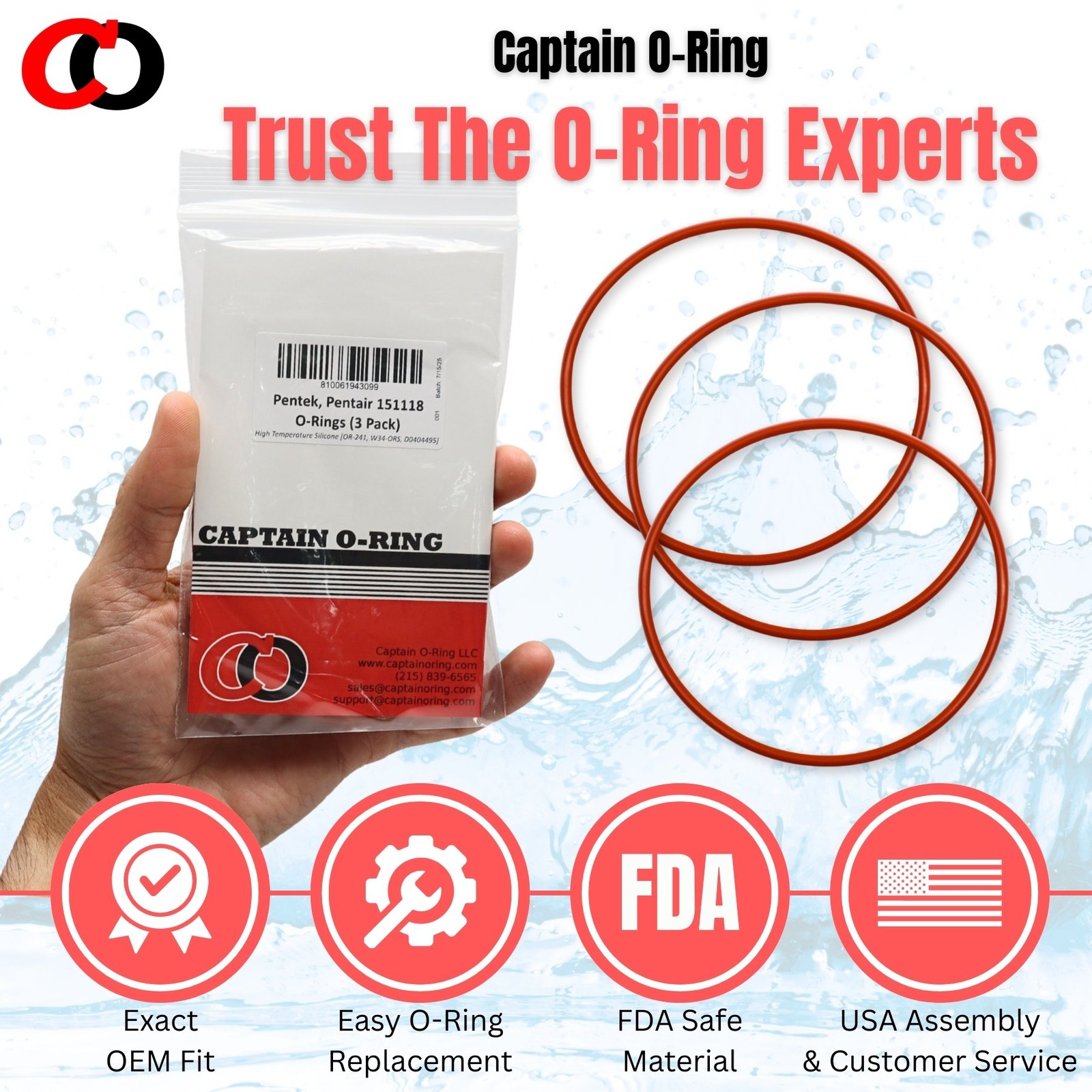 151118 / OR-241 / W34-ORS Hi Temp Silicone O-Rings for Pentek Filters (3 Pack)