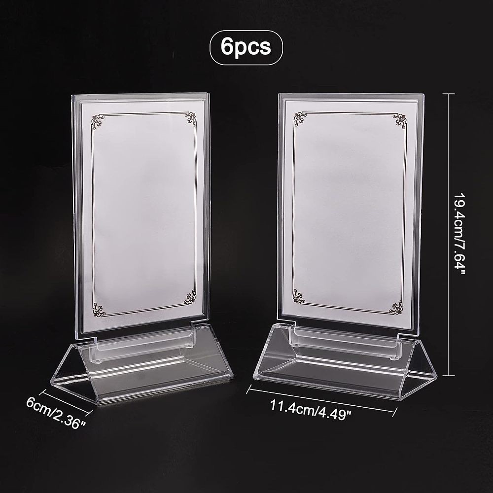 6sets T-shape Acrylic Display Stand Rectangle Clear 11.4x6x19.4cm Storage