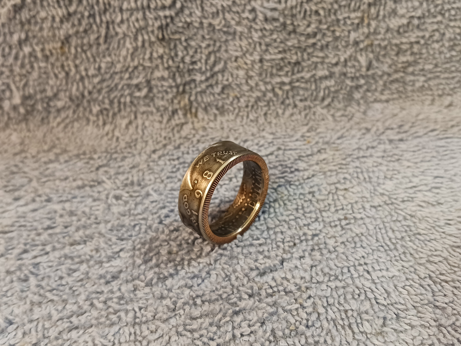 1981 Kennedy Half Dollars  size 10- 1/2 coin ring  Handmade mixed metals (A)