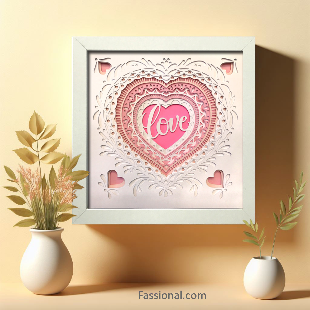 3D Shadow Box Art - Layered Paper Cut Heart & Love for Wedding & Anniversary