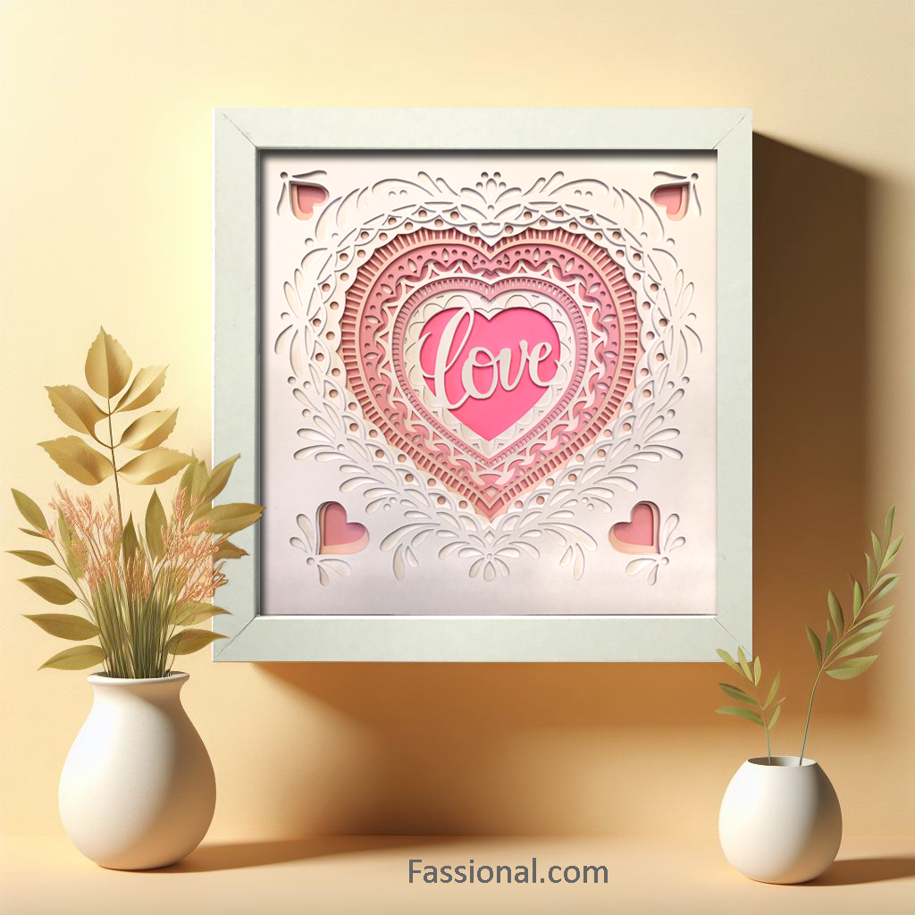 3D Shadow Box Art - Layered Paper Cut Heart & Love for Wedding & Anniversary