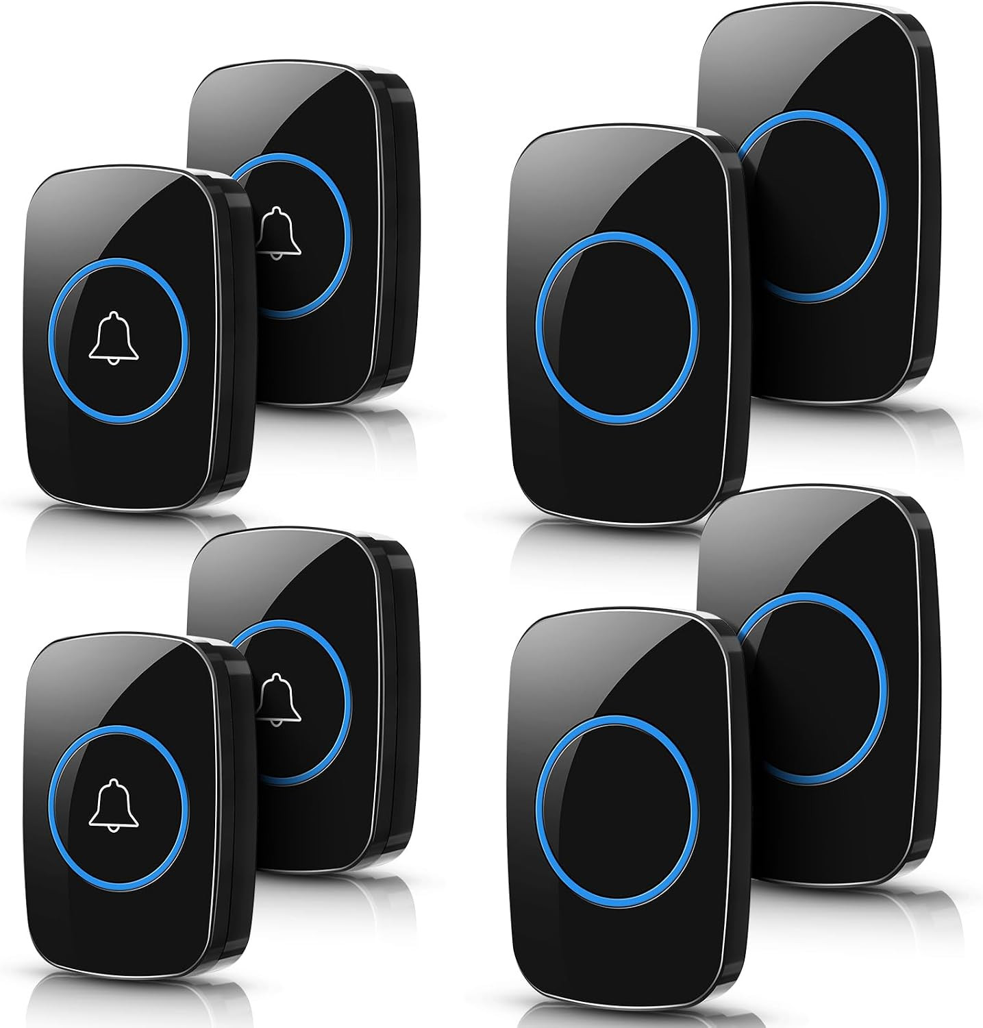 8 Wireless Doorbell, Waterproof Door Bell Button Kit 4 Pcs Home Doorbell with 4