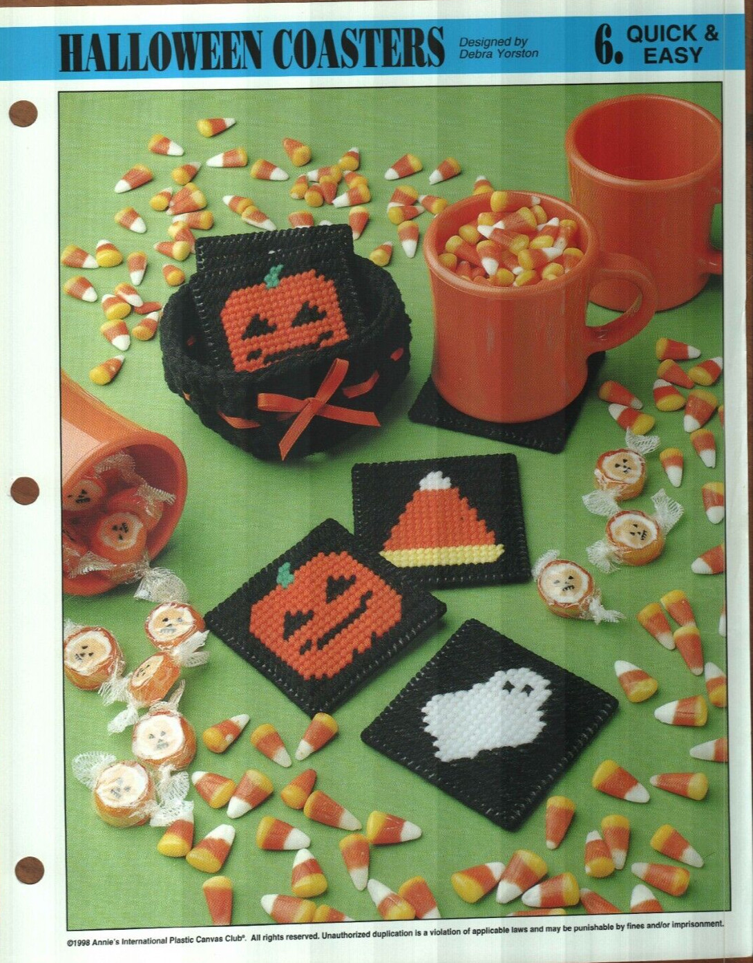 NEW HALLOWEEN COASTERS PUMPKIN GHOST ANNIE'S PLASTIC CANVAS PATTERN INSTRUCTIONS