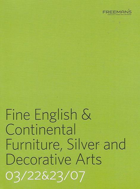 Freeman's English European Furniture Silver Antiques Post Auction Catalog 2007