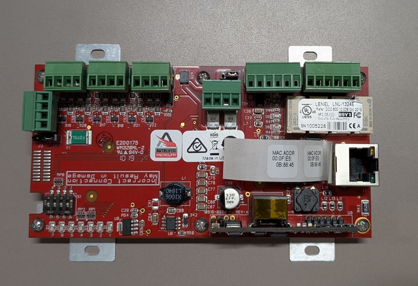 Lenel LNL-1324E Dual Reader Access Control Module Board OnGuard – Used