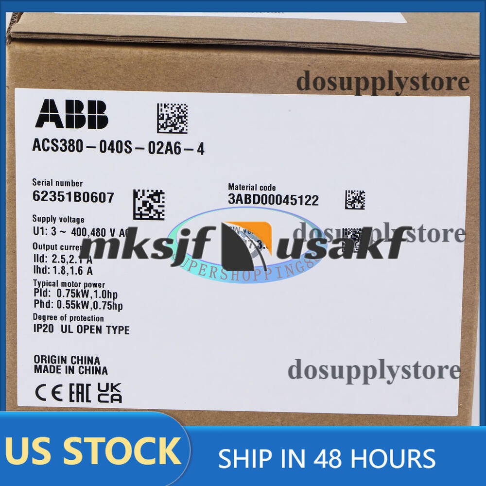 One ABB inverter ACS380-040S-02A6-4 3P 380-480V 0.75KW new US Free tax
