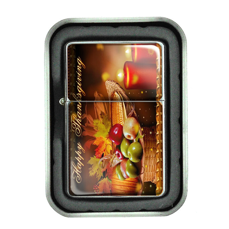 Thanksgiving D4 Flip Top Oil Lighter Windproof