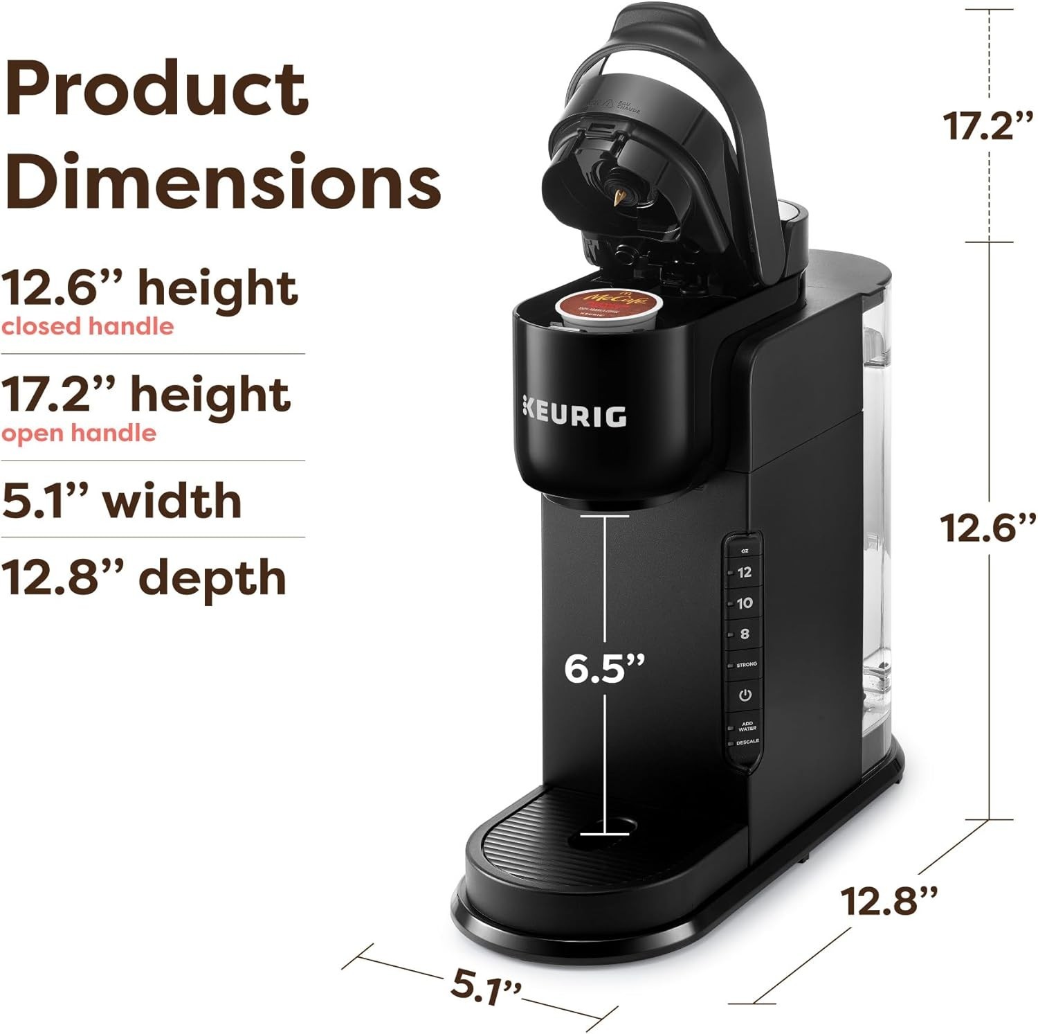 K-Express Single Serve K-Cup Pod Coffee Maker, 3 Brew Sizes, Strong Button Fe...