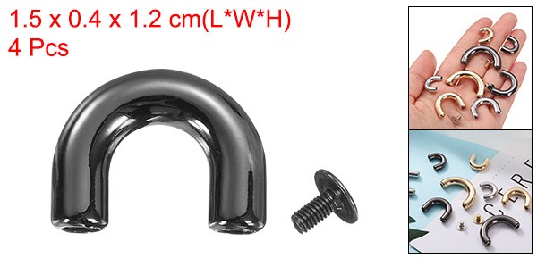 4Pcs Arch Bridge D-Ring Buckles Chain Strap Connector (Black, 0.6 x 0.2 Inch)