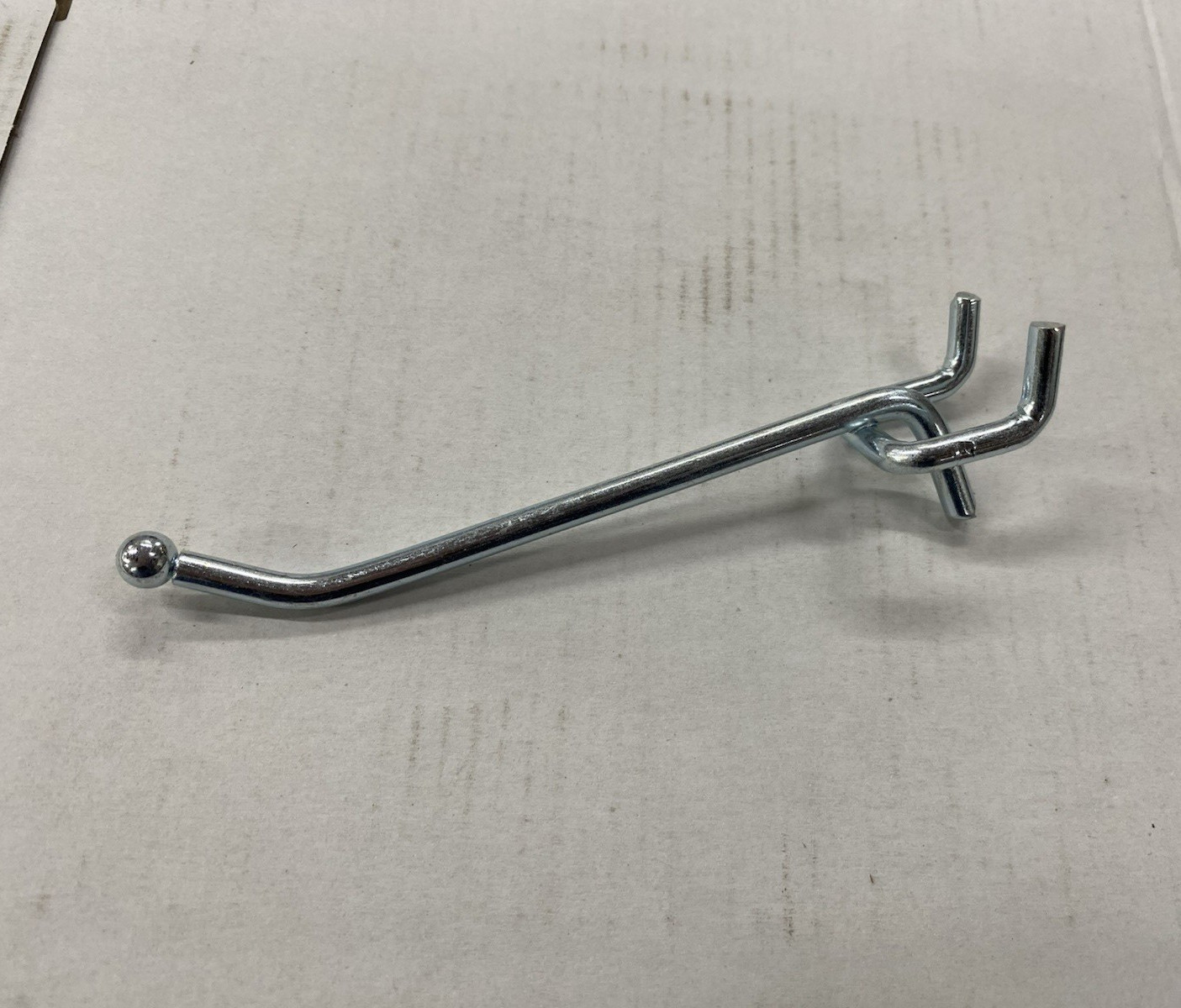 PACK OF 23 5” Pegboard Double Prong Single Hooks with Ball on End 1/4” diameter