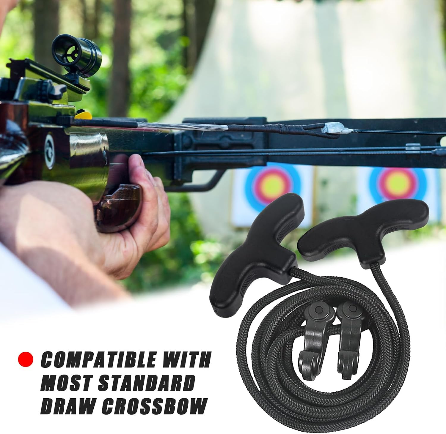 Crossbow Cocking Rope, 63" Crossbow Pull Cord Device Double Handle | Crossbow Dr