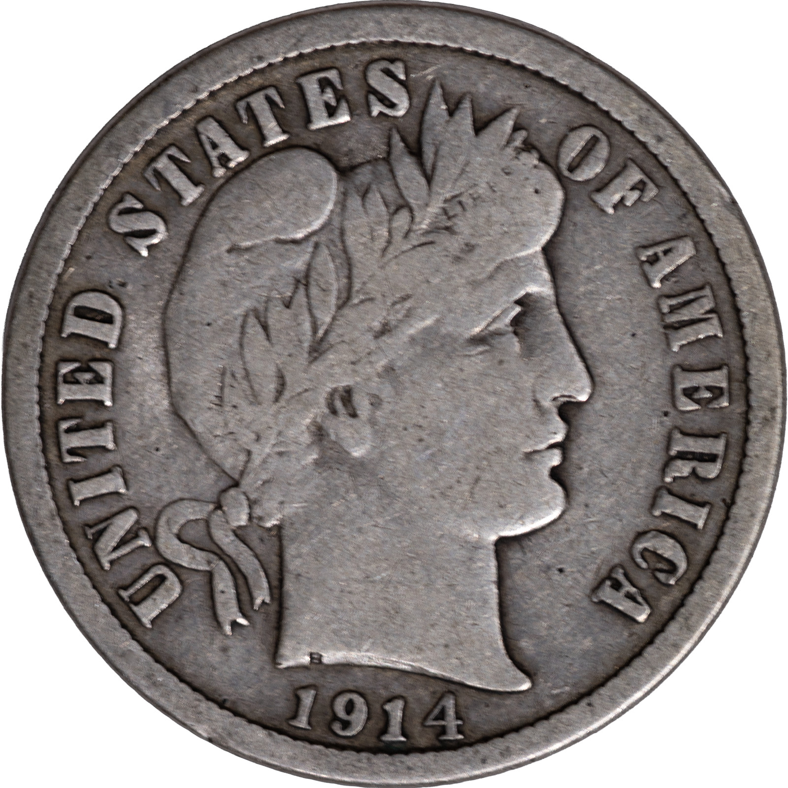 1914 10c Barber Dime ~ VG