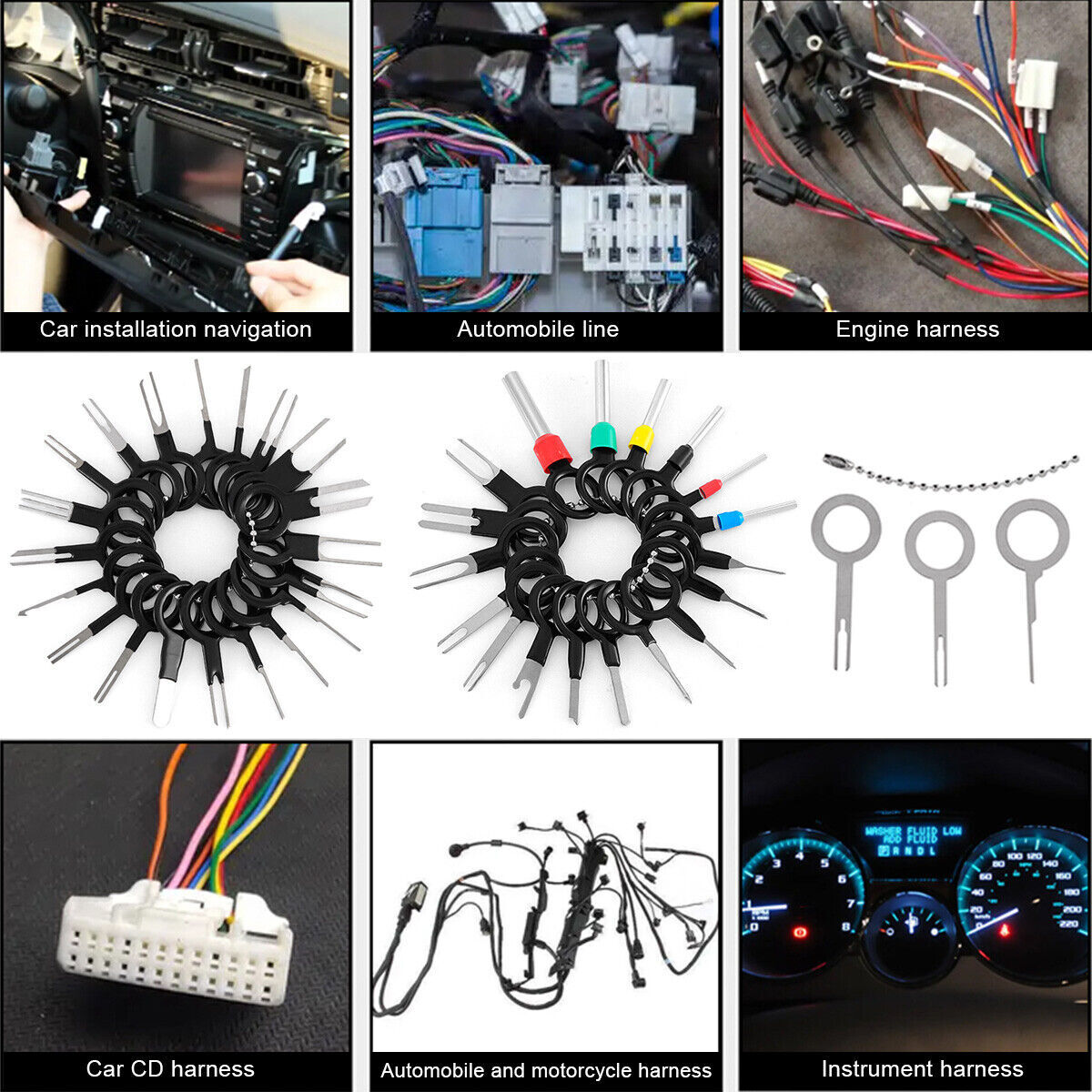 100pcs Pin Ejector Wire Kit Extractor Connector Terminal Removal Tool For Car
