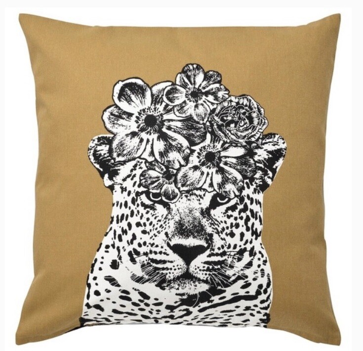 New IKEA NABBSPINNARE Pillow Sham Cover Lisa Bengtsson 20” X 20” Beetle Cheetah