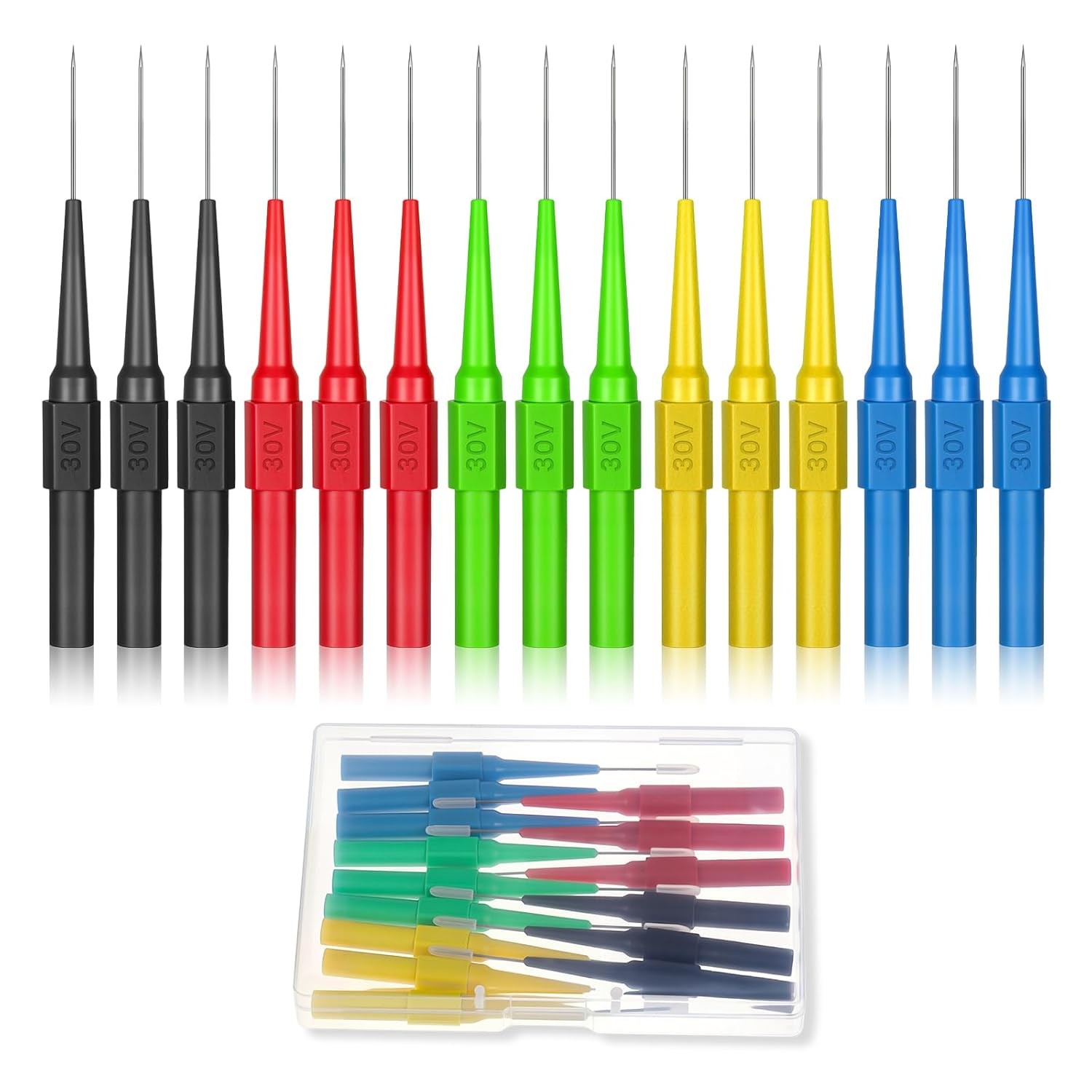 15 PCS Test Back Probe Pin Kit Automotive with 4mm Banana Socket (0.7mm Needle),