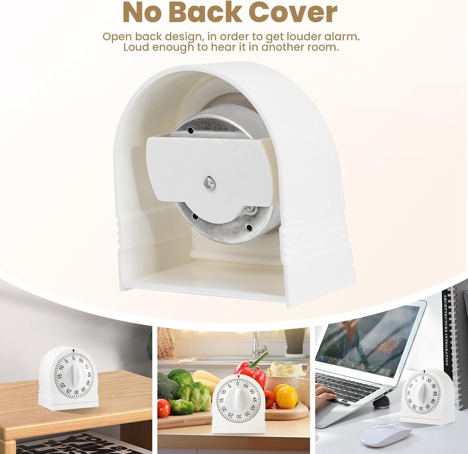 Kitchen Timers for Cooking, 60 Minute Wind Up - Chef Cooking Timer with Loud Ala