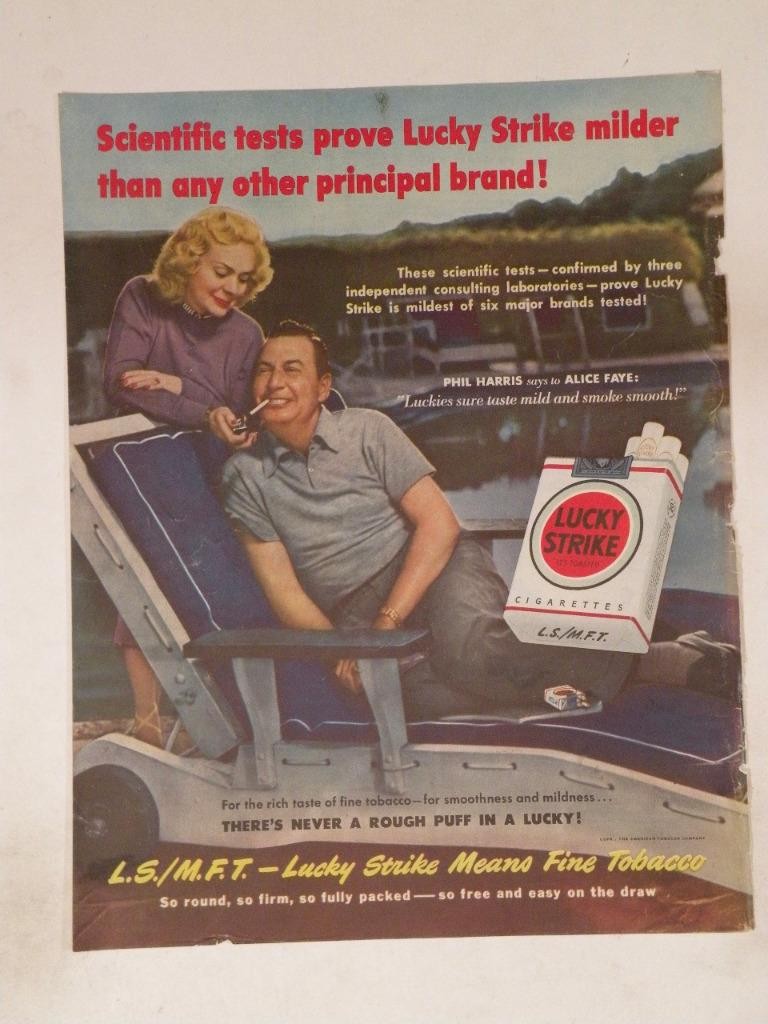 Magazine Ad* - 1950 - Lucky Strike Cigarettes - Phil Harris & Alice Faye