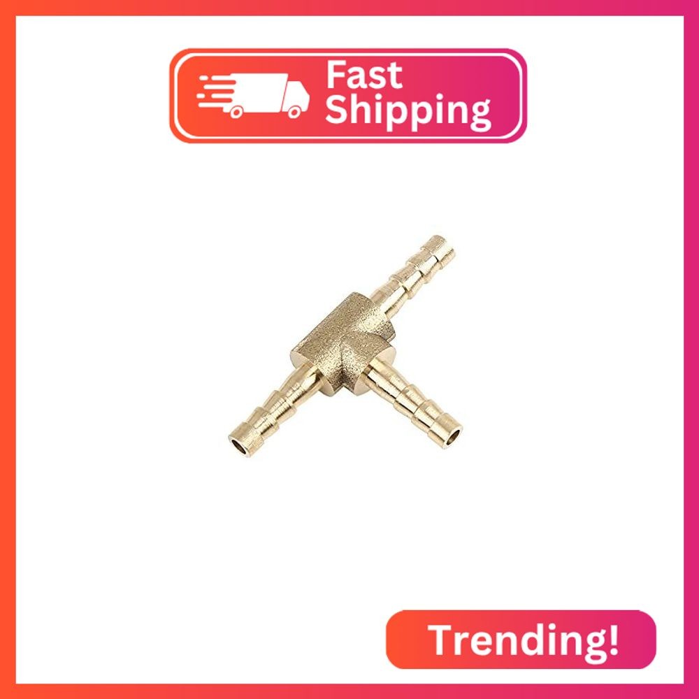 X AUTOHAUX 4mm Hose Barb Brass 3 Way Tee Connector Adaptor for Fuel Air Water Ga