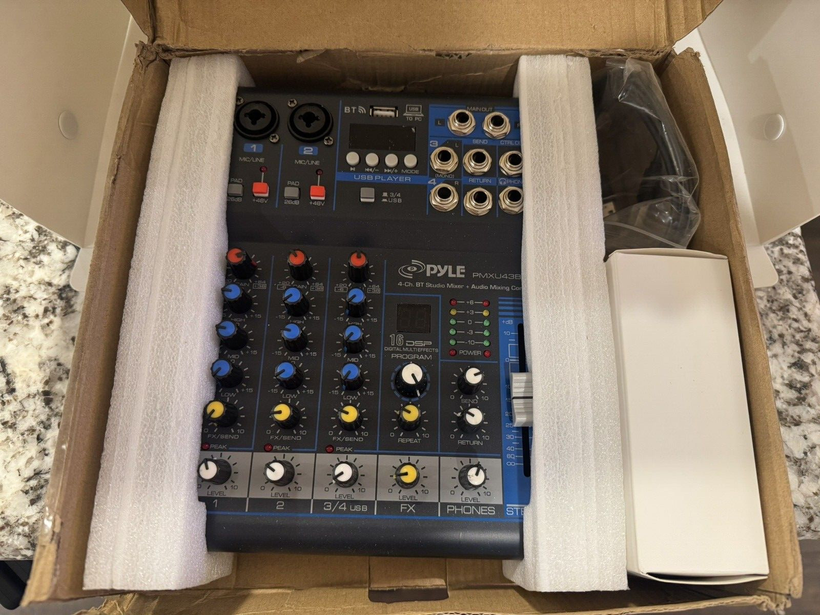 Pyle 4 Channel Bluetooth Sound Board System for DJ Studio Controller PMXU43BT.5