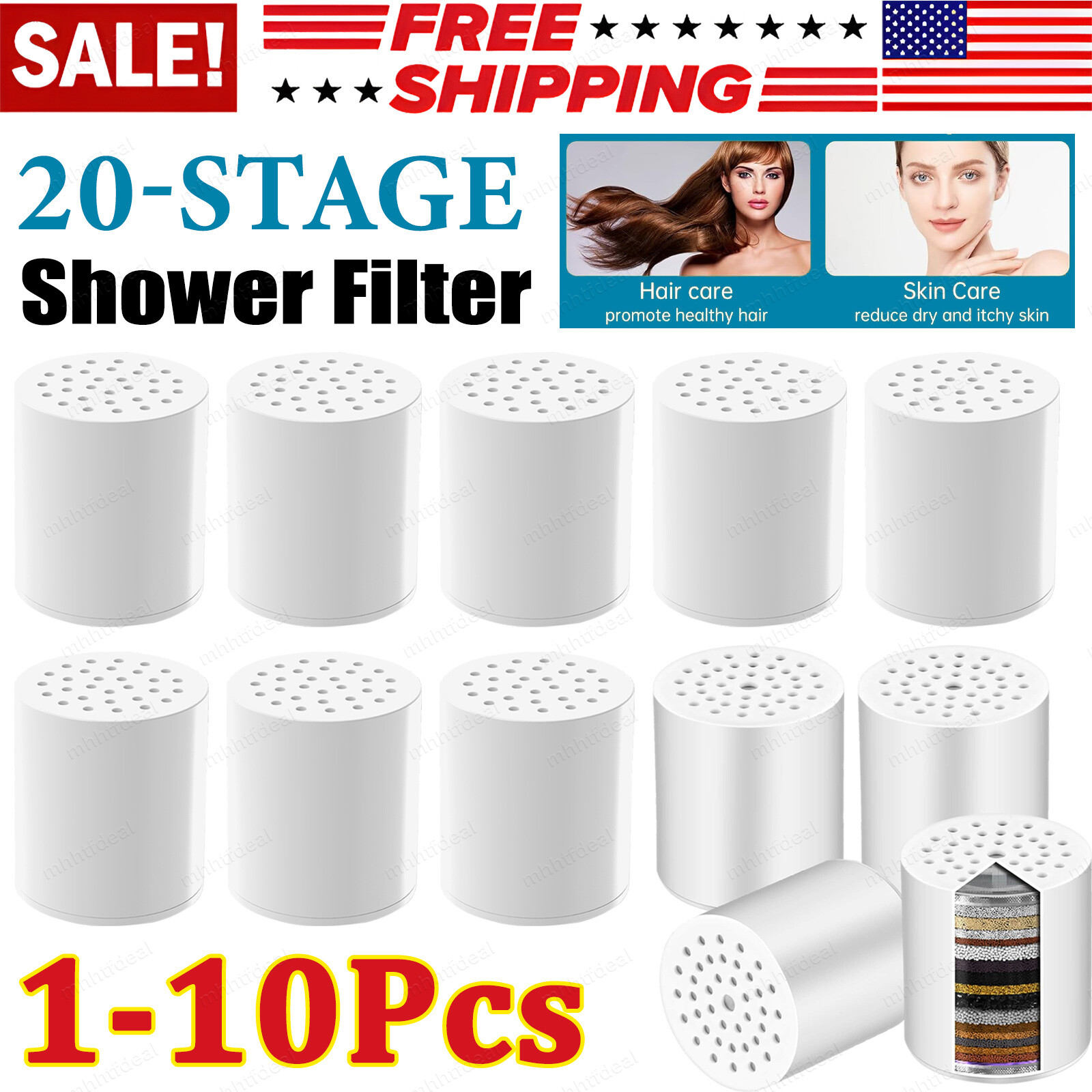 20 Stage Shower Filter Replacement Cartridge Refill for Hard Water Purifiere LO