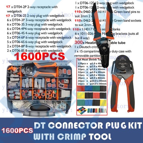 750PCS DT Style Style Connector Plug Kit for 14 16 18 20 AWG Stamped Contact USA