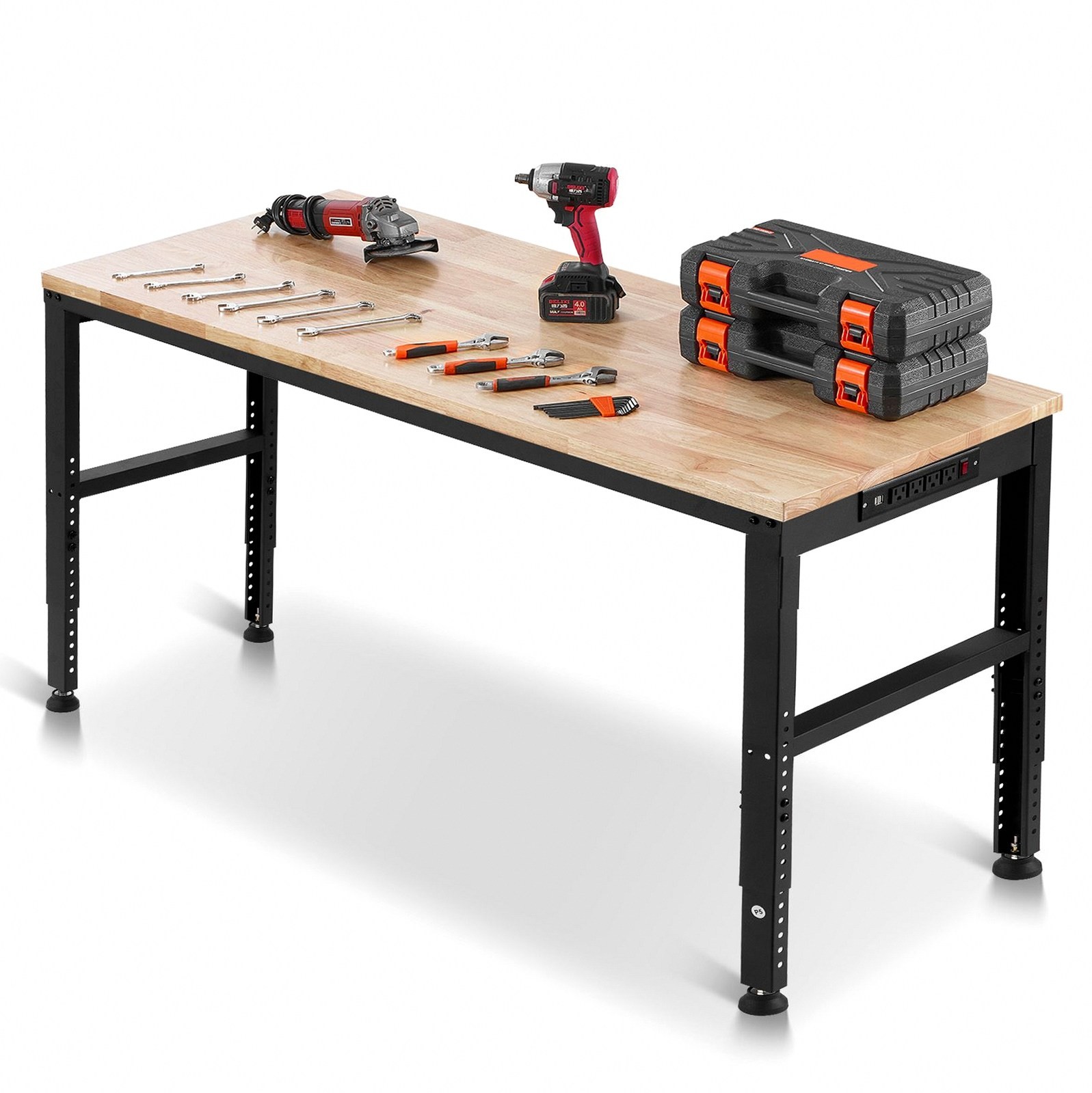 2000lb Workshop Workbench, 61x20in Height Adjust
