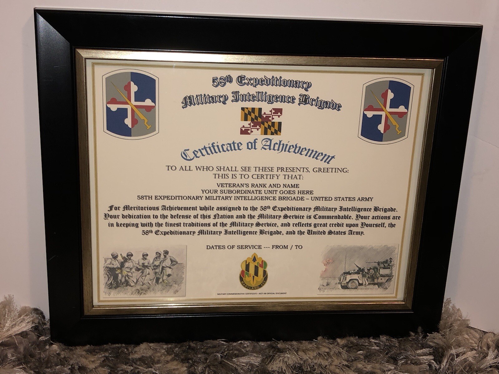 58TH EXPEDITIONARY M.I. BRIGADE - COA / (COMMEMORATIVE CERTIFICATE)