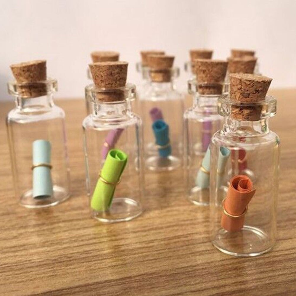 100pcs 0.5ml Clear Mini Glass Bottles Empty Tiny Small Vials Jar w/ Cork Stopper