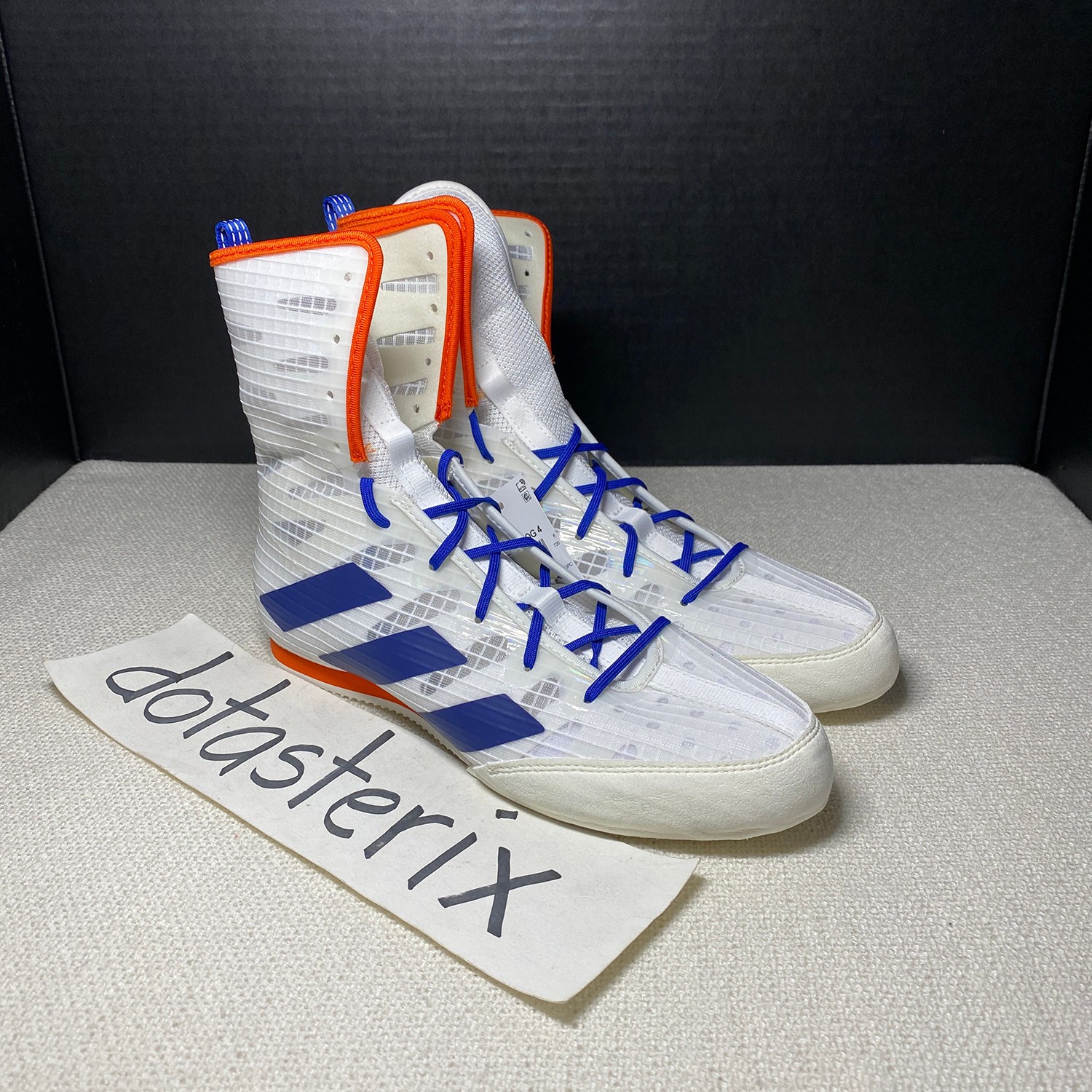 Adidas Box Hog 4 Lightweight Boxing Shoes White Blue Orange JP9847 New Men's 6.5