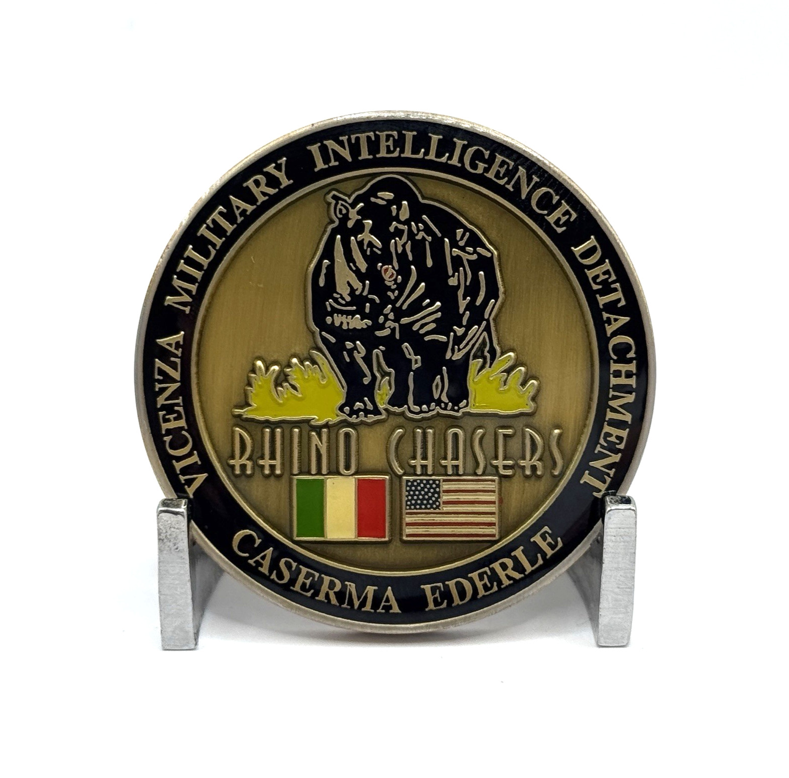 CHALLENGE COIN - "Rhino Chasers" Vicenza Italy Military Intelligence Detachment