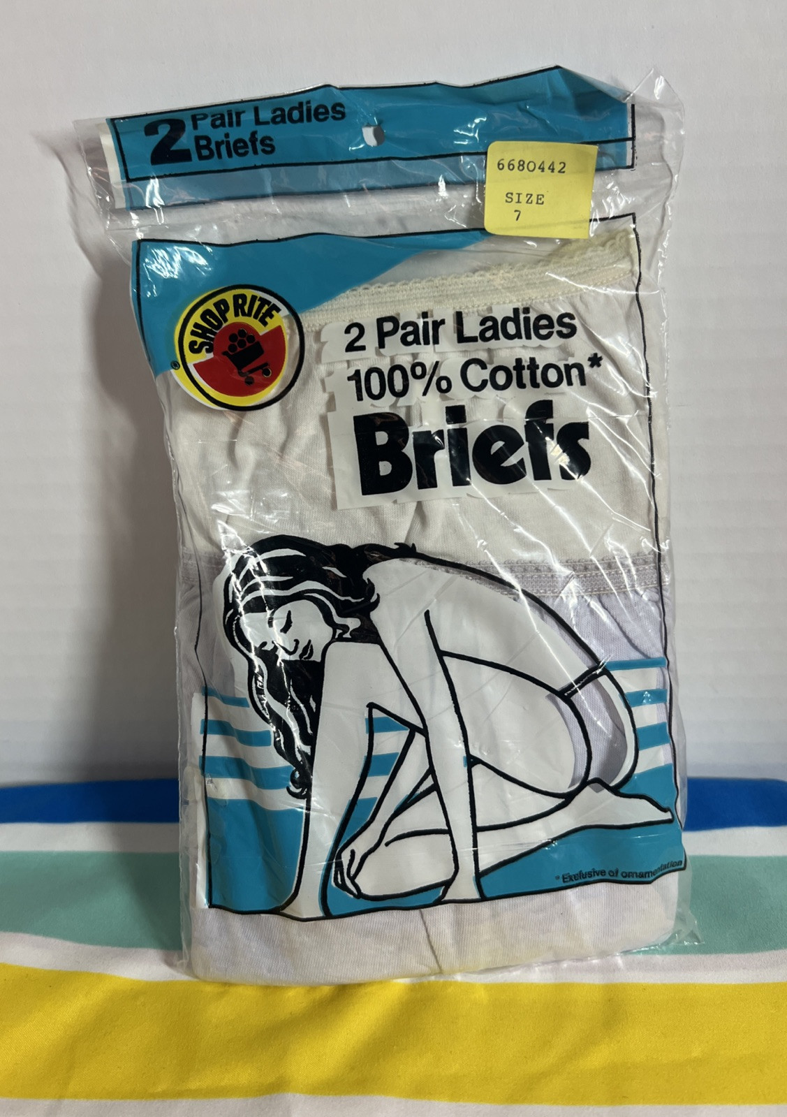 Vtg 80s NIP Shop Rite 2 Pairs Cotton Briefs Ladies Panties NEW Size 7 SHIPS FREE