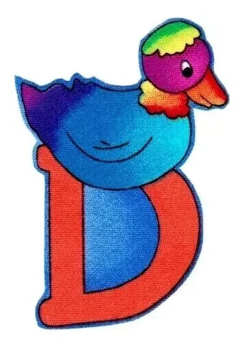 duck letter d fabric applique iron on silly not embroidered 2.5 inch 1pc new