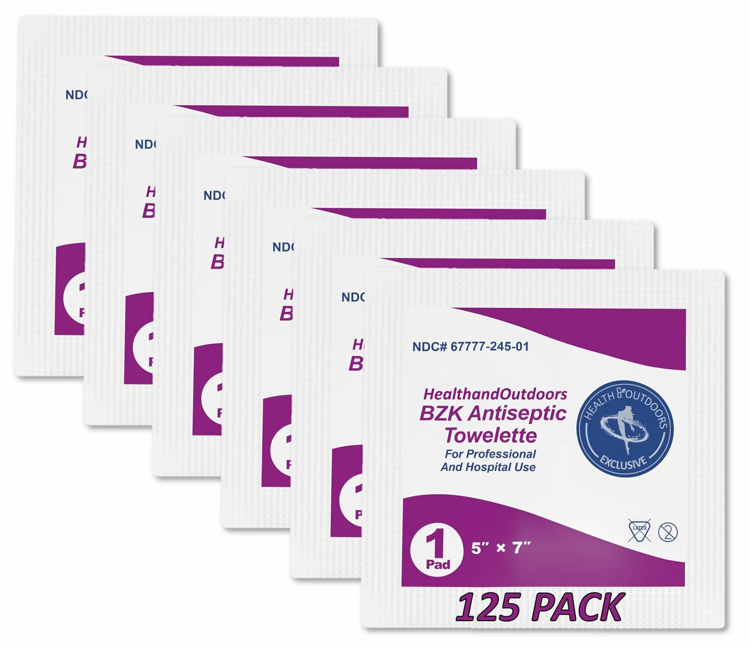 BZK Antiseptic Moist Towelette 5" x 7" (125 CT) Individually Wrapped Wipes