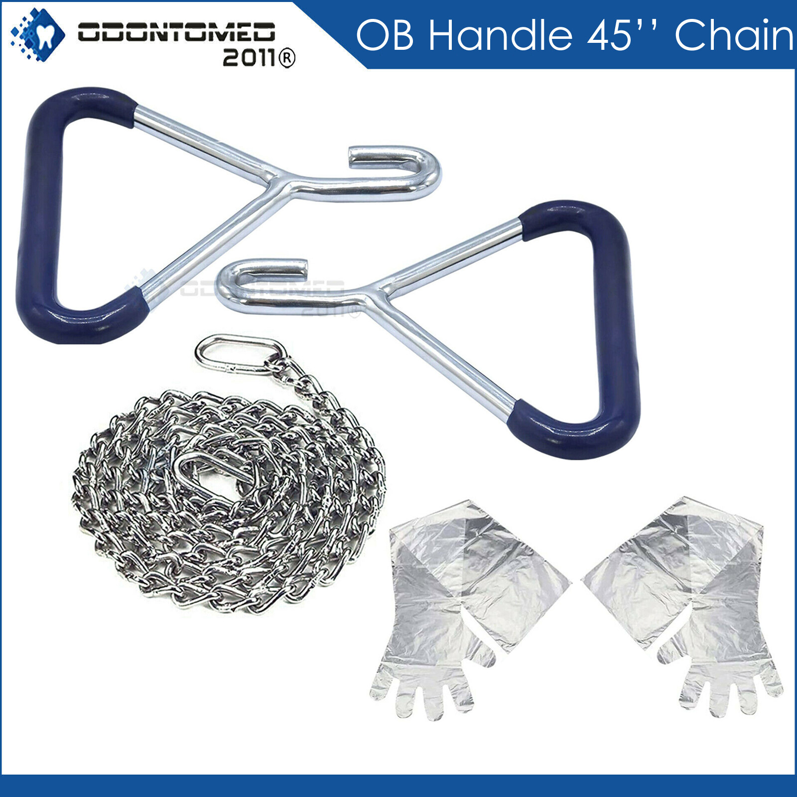 OB Calf Pulling Chain 30'' 60'' 45'' Birth Calving Handle Red Blue Pvc Grip Vet