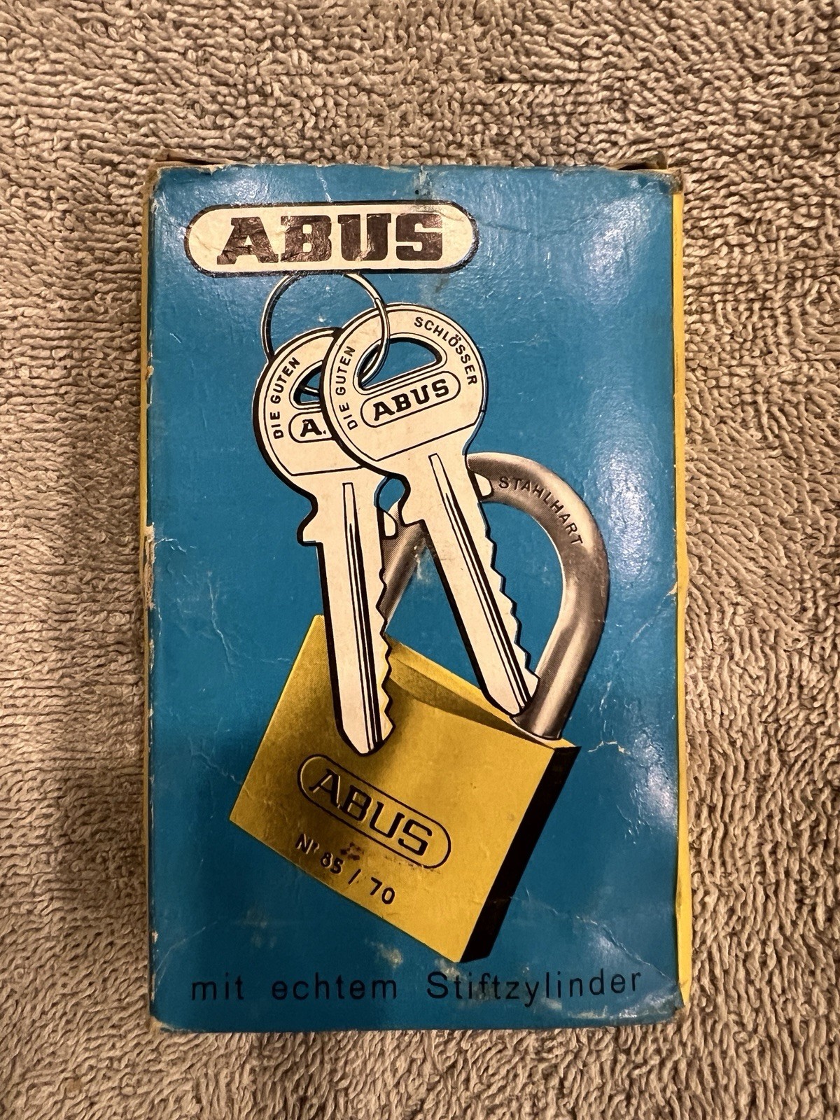 Vintage 1970's ABUS EC85/70 Brass Padlock  70mm Hardened Shackle Made in Germany