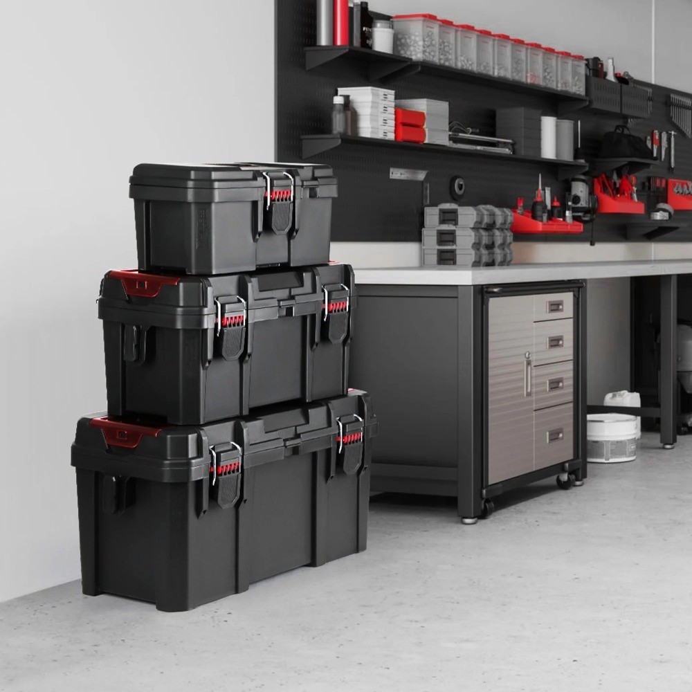 Heavy Duty 13 Inch Tool Box Resin Storage Case with Foldable Handle Padlock