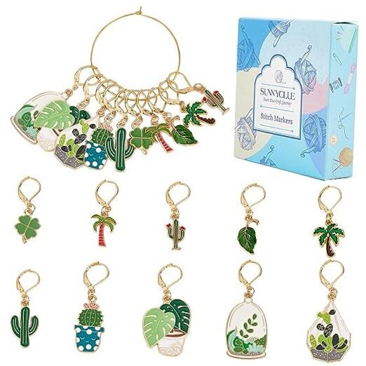 1 Box 20Pcs Stitch 20pcs Green Plants Stitch Markers With Upgraded Gift Box