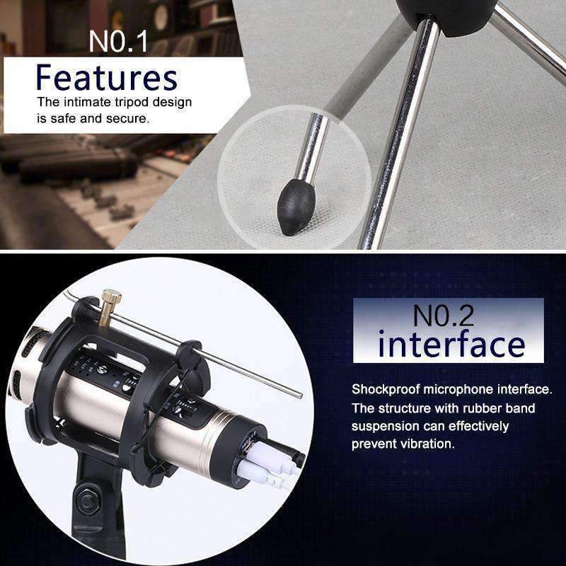 Microphone Pop Filter Holder Stick Desktop Tripod Stand Anti Spray Net Kit Set