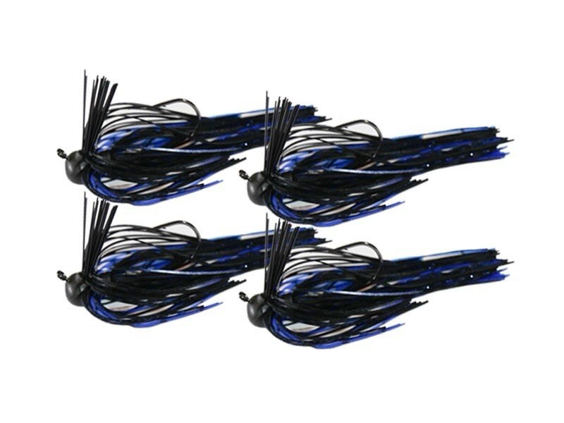 Bass Jigs Black Blue Color 1/4oz Tungsten Weedless Lot Of 4