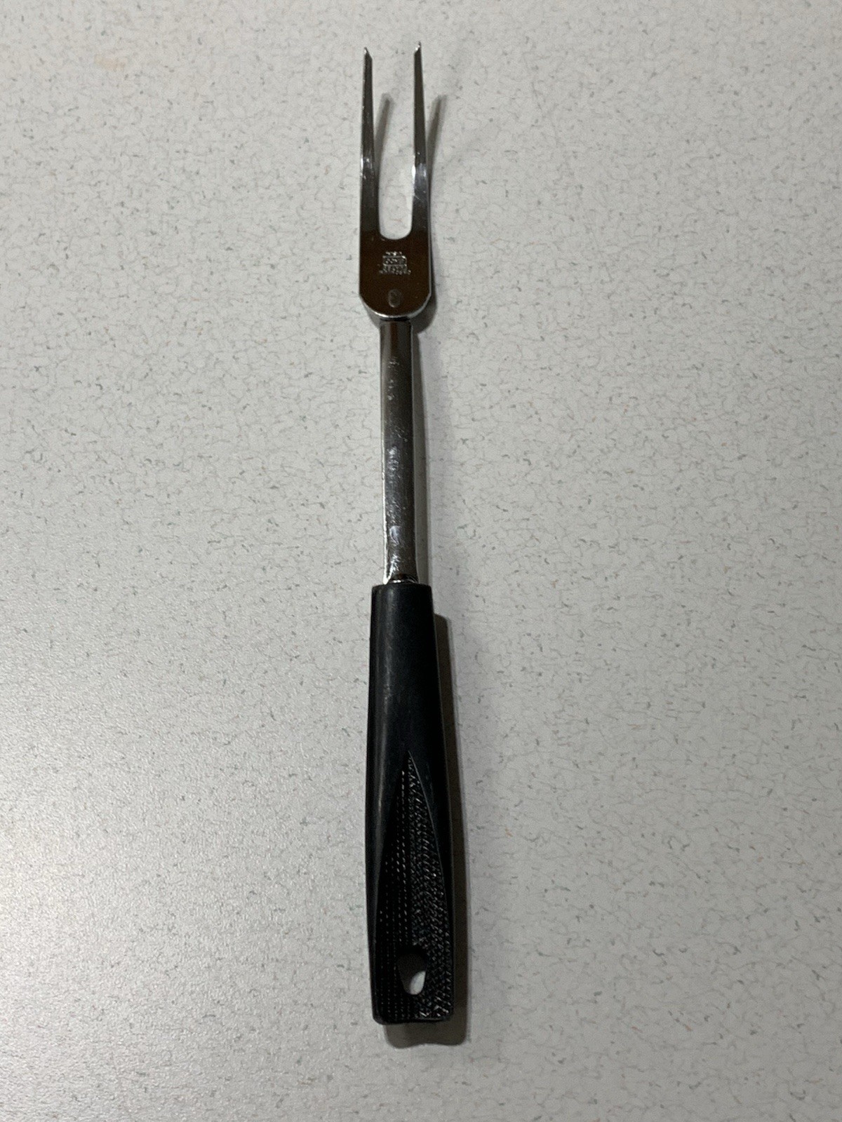 Vintage EKCO Chromium Plated USA Serving Meat Fork 11.5" MCM Slotted Handle