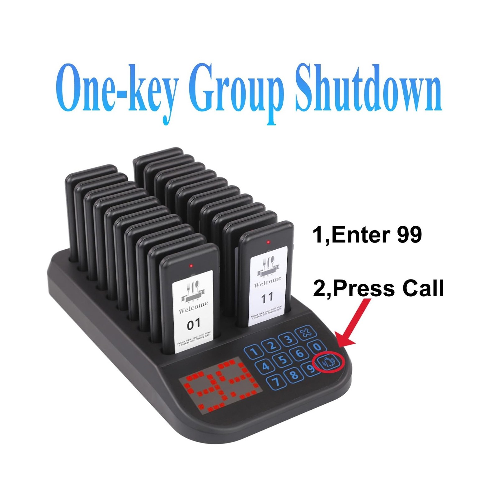 Restaurant Pager System, 20 Beepers, Wireless Calling System Customers Waitin...