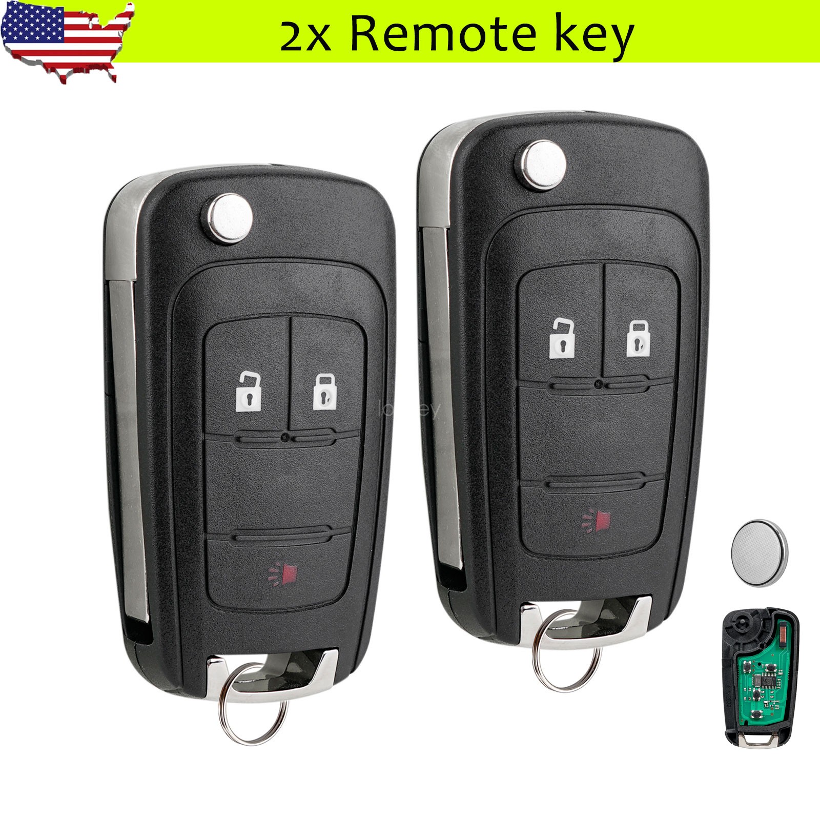 2 Replacement For 2016 2017 2018 Chevrolet Spark Flip Remote Key Fob OHT01060512
