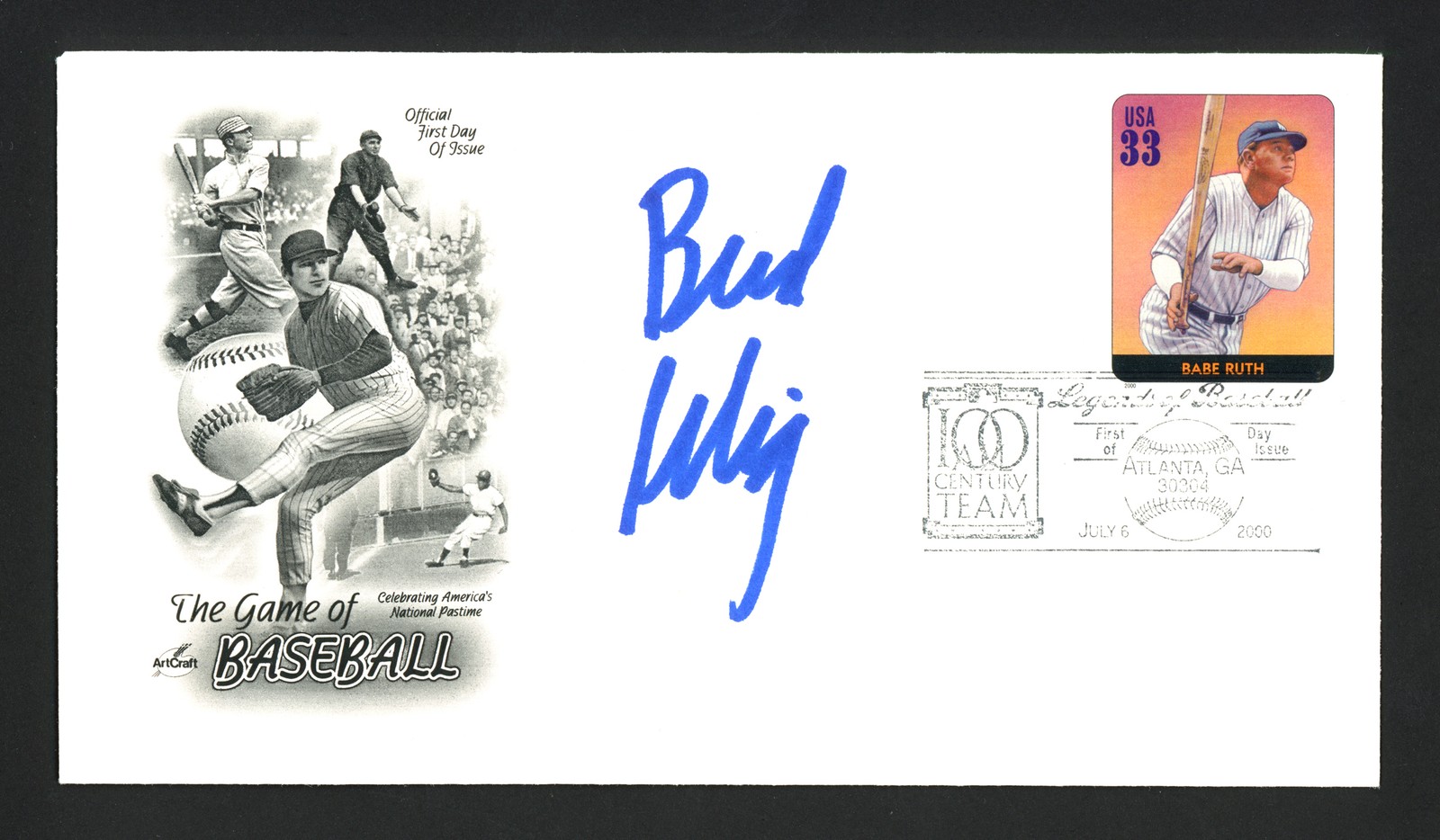 Bud Selig Signed First Day Cover Commissioner