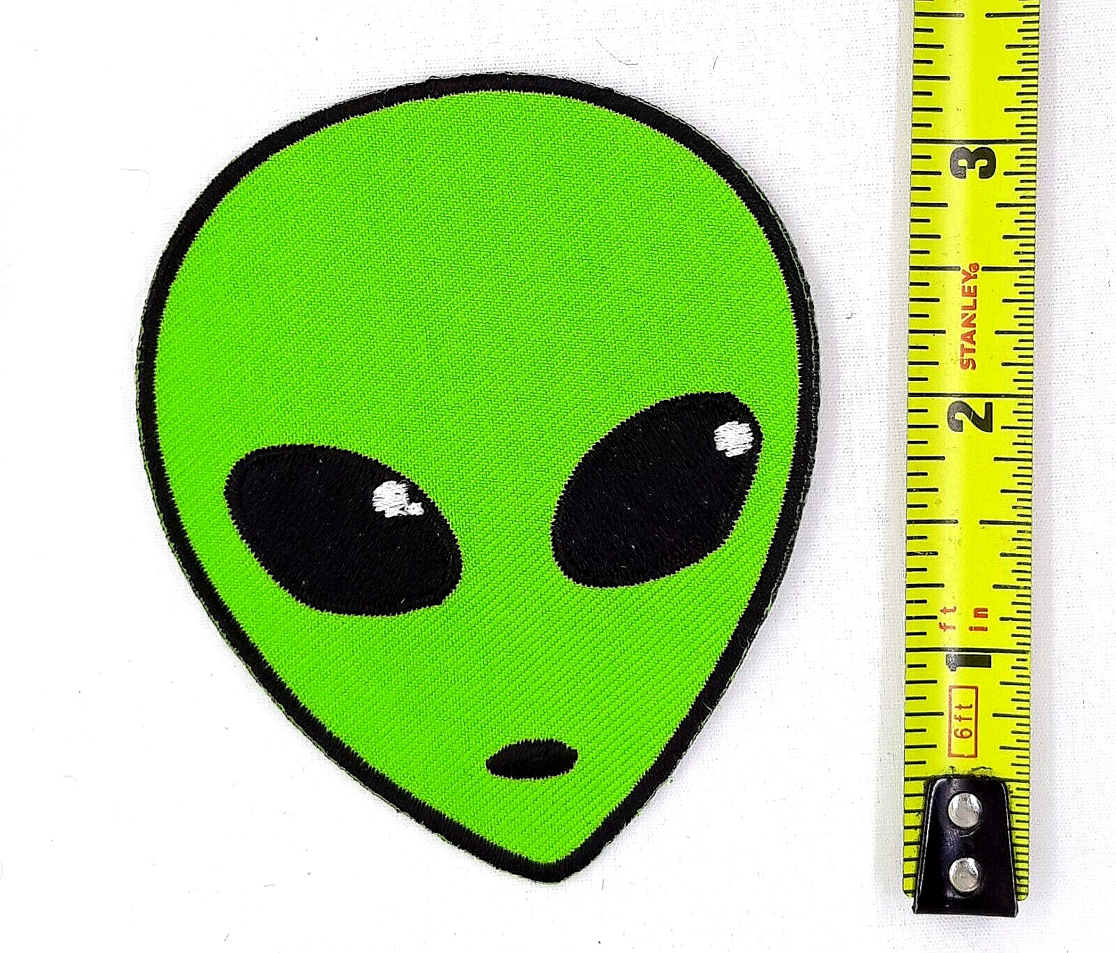 Green Alien Iron On Embroidered Patch 2 3/4"X 3 1/4 "