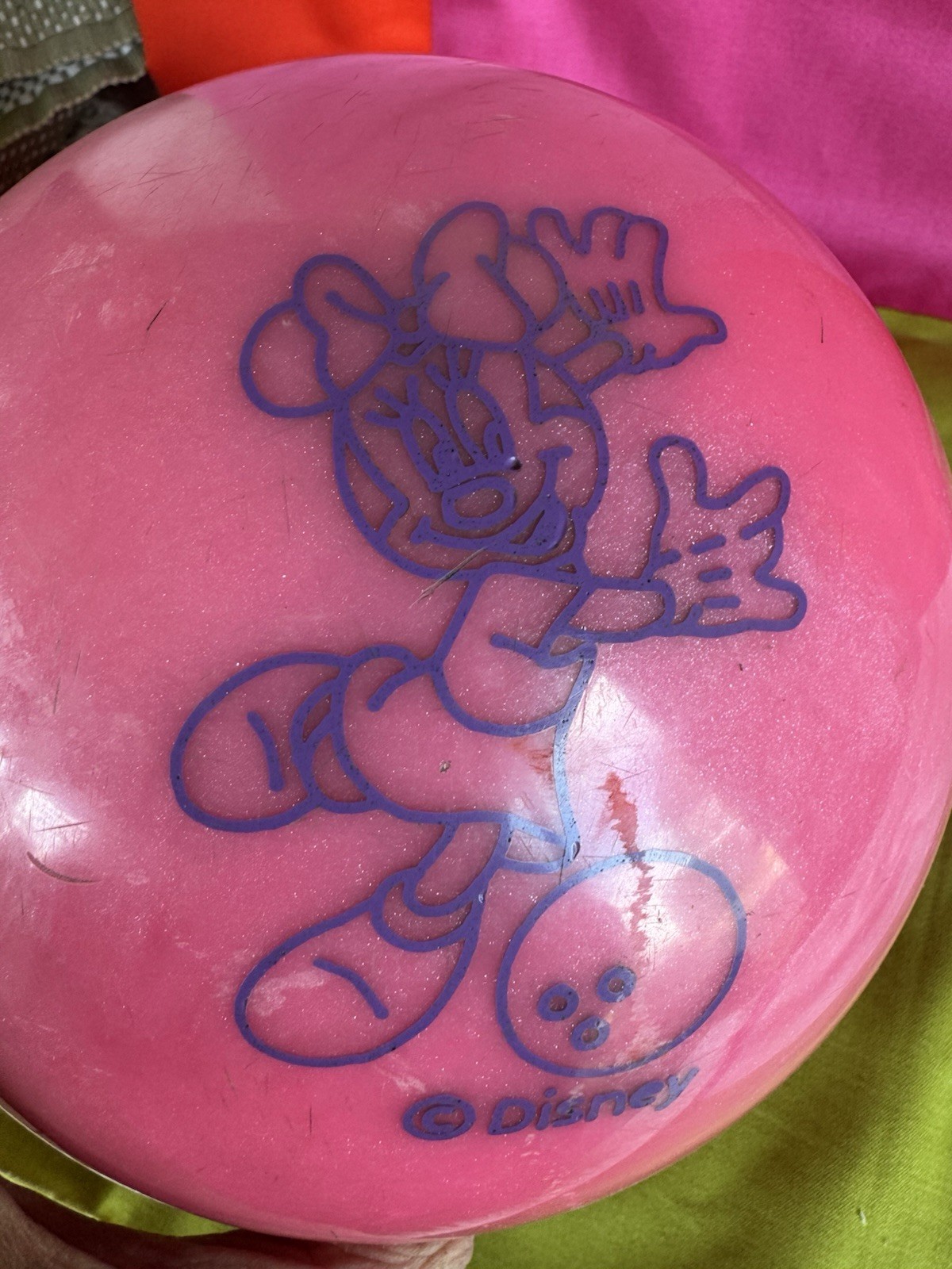 RARE Walt Disney Pink Minnie Mouse Brunswick Bowling Ball 12#, 3hole Pre Drilled