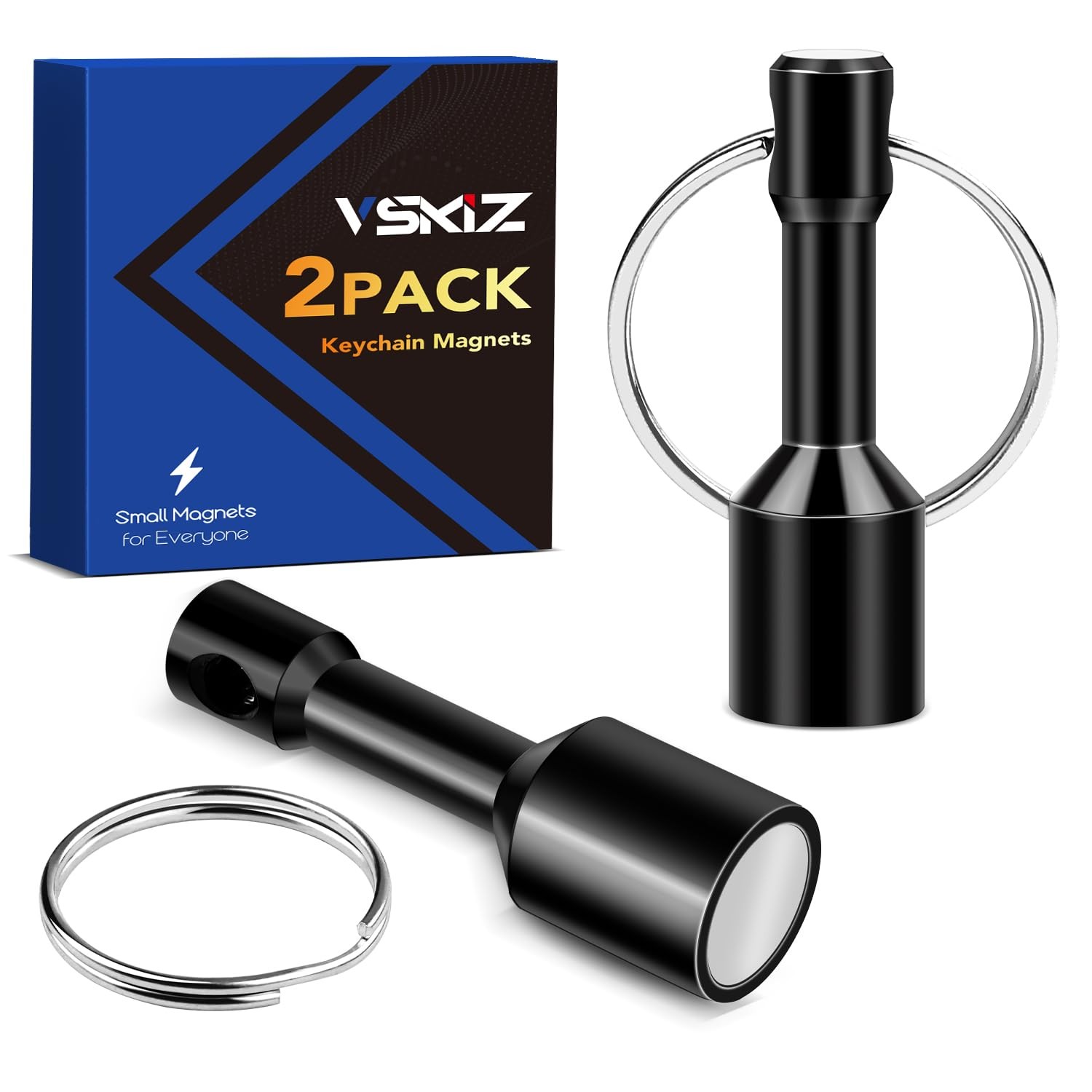 VSKIZ Keychain Magnet for Testing Brass, Pocket Key 2 Pack, Black