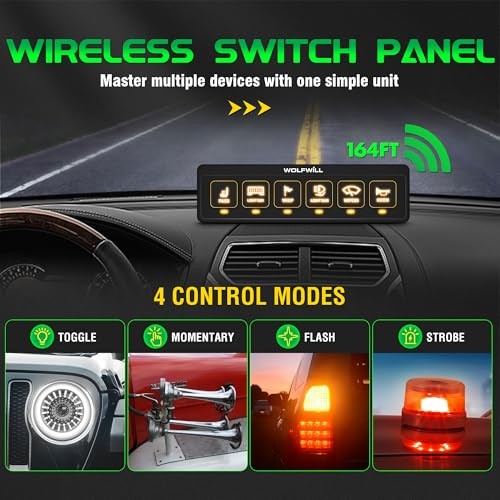 Wireless Switch Panel, 164 Ft Remote with 4 Control Modes - Memory - 6 Gang