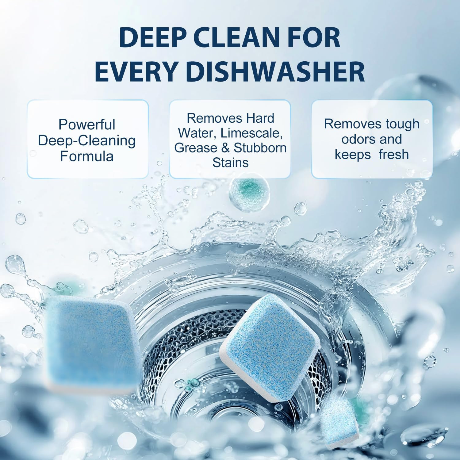 Washing Machine Cleaner Tablets 24 Pack - Deep Cleaning & Descaler for HE Front