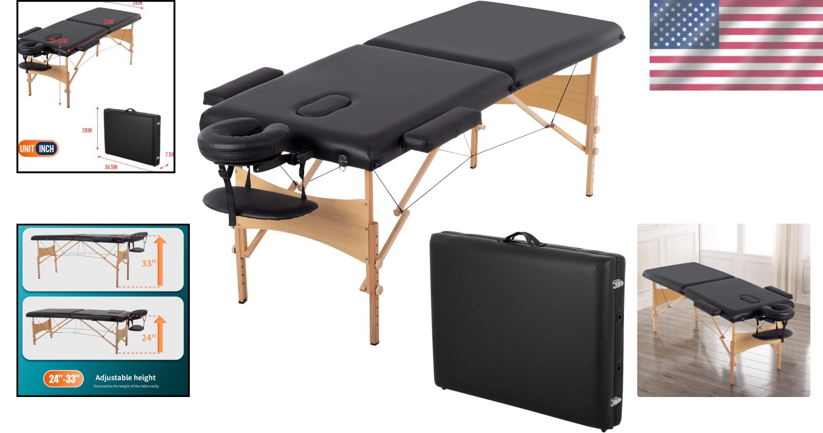 Portable Massage Table - 28" Wide, Luxe Comfort, Adjustable & Convenient