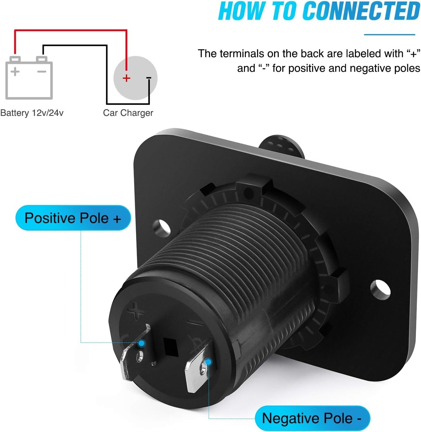 Heavy-Duty 2 Pack Cigarette Lighter Socket - Reliable 12V-24V Vehicle Adapter